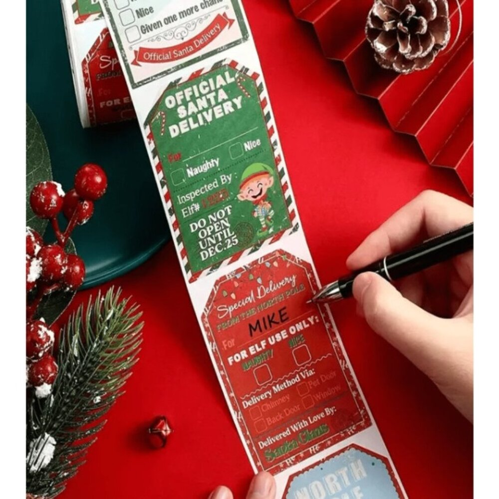 Roll of 200 Christmas Gift Label Tags Large 2"X3" Stickers From North Pole Santa
